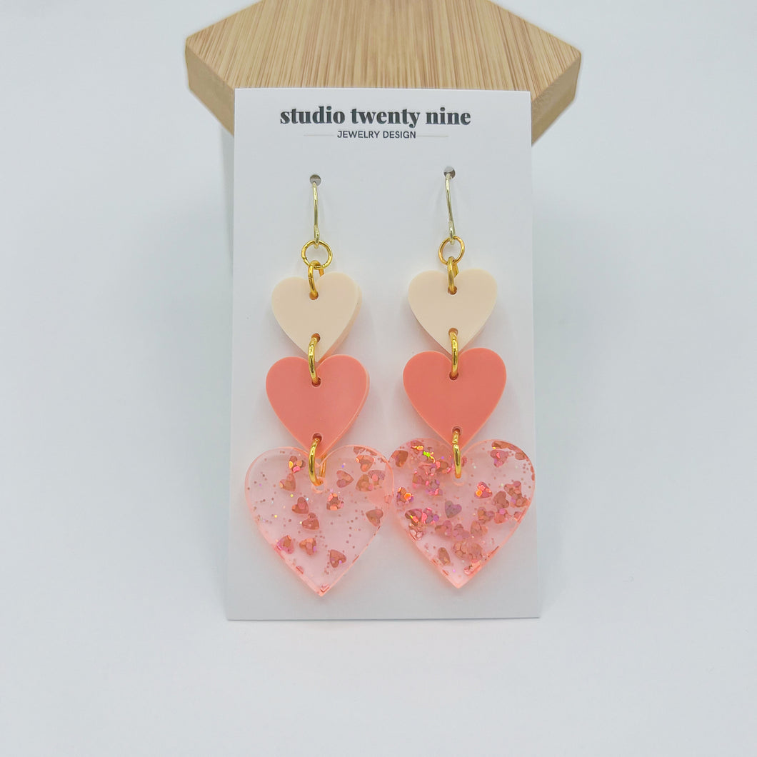 Perfect Peach Heart Earrings