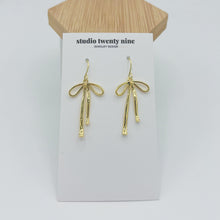 Load image into Gallery viewer, Gold Bow Dangle Earrings
