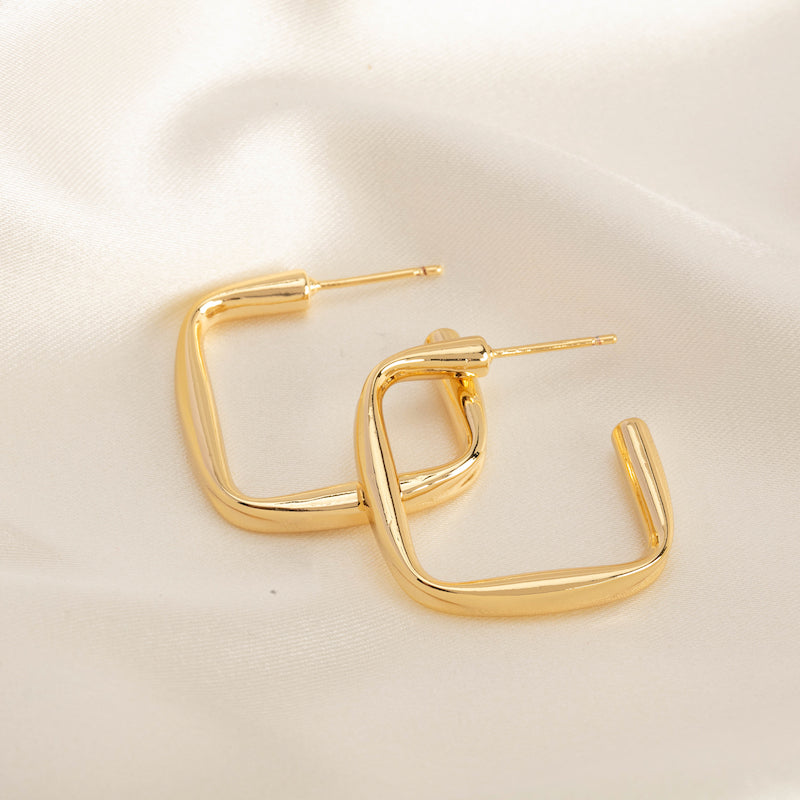 Perfect Square Gold Hoop Earrings
