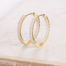 Load image into Gallery viewer, Sparkling Gold Hoop Earrings
