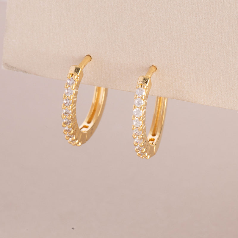 Little Pave Gold Hoop Earrings