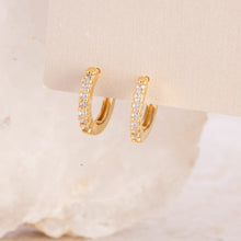 Load image into Gallery viewer, Little Pave Gold Hoop Earrings
