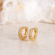 Load image into Gallery viewer, Little Pave Gold Hoop Earrings
