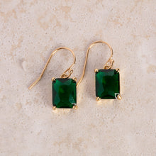 Load image into Gallery viewer, Emerald Rectangle Dangle Earrings
