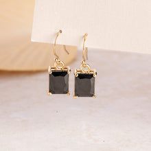 Load image into Gallery viewer, Black Gemstone Rectangle Earrings
