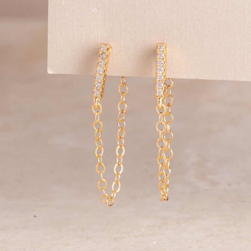 Pave Bar and Chain Earrings
