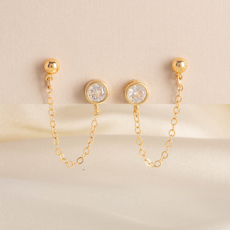 Ball and Chain Double Earring Set