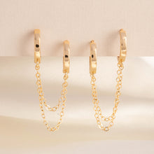 Load image into Gallery viewer, Double Gold Huggie Hoop Chain Set
