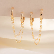 Load image into Gallery viewer, Double Gold Huggie Hoop Chain Set
