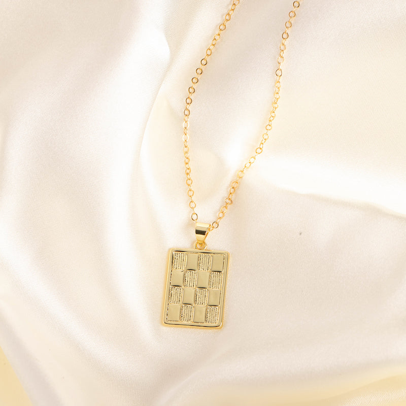 Checkered Everyday Rectangle Necklace
