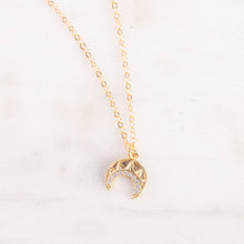 Load image into Gallery viewer, Crescent Moon Horn Gold Filled Necklace

