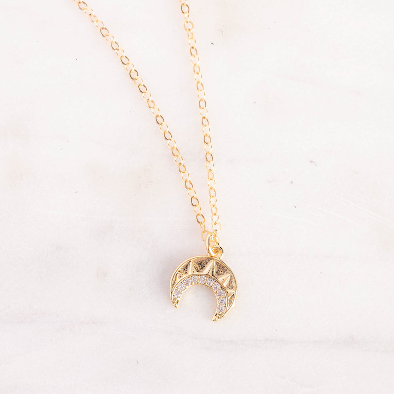 Crescent Moon Horn Gold Filled Necklace