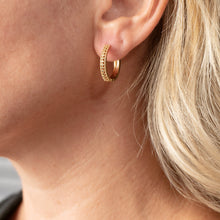 Load image into Gallery viewer, Textured Thin Gold Hoop Earrings
