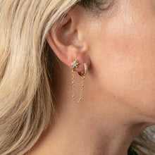 Load image into Gallery viewer, Pave Hoop and Star Chain Earring Set
