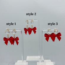 Load image into Gallery viewer, Red Bow Earrings
