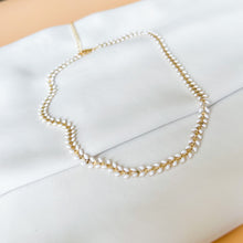 Load image into Gallery viewer, White and Gold Filled Fishbone Necklace
