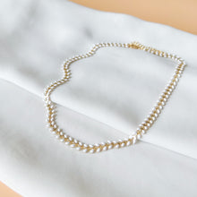 Load image into Gallery viewer, White and Gold Filled Fishbone Necklace
