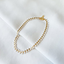 Load image into Gallery viewer, White and Gold Filled Fishbone Anklet
