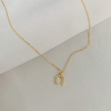 Load image into Gallery viewer, Of Luck and Light - CZ Horseshoe Necklace
