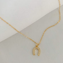 Load image into Gallery viewer, Of Luck and Light - CZ Horseshoe Necklace
