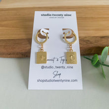 Load image into Gallery viewer, Mismatched Star and Moon Gold Filled Huggie Earrings
