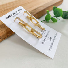 Load image into Gallery viewer, Gold Filled CZ Chain Link Earrings
