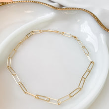 Load image into Gallery viewer, 18k gold filled paperclip link chain. High quality, tarnish resistant chunky necklace perfect for everyday or layering.
