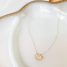 Load image into Gallery viewer, Soul Full of Sunshine necklace made with 18k gold filled dainty crescent sun on 14k gold filled cable chain. High quality, tarnish resistant.
