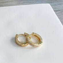 Load image into Gallery viewer, Gold Filled CZ Huggie Earrings
