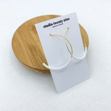 Load image into Gallery viewer, White Beaded Boho Hoop Earrings
