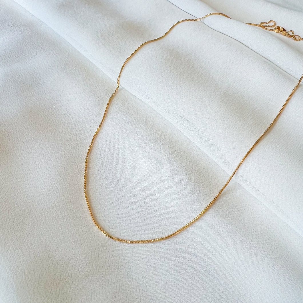 Gold Filled Skinny Box Chain Necklace