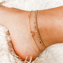 Load image into Gallery viewer, Gold Filled Star and Moon Anklet
