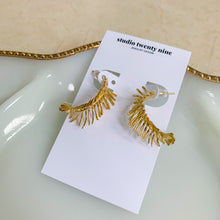 Load image into Gallery viewer, Gold Filled Feather Hoop Earrings
