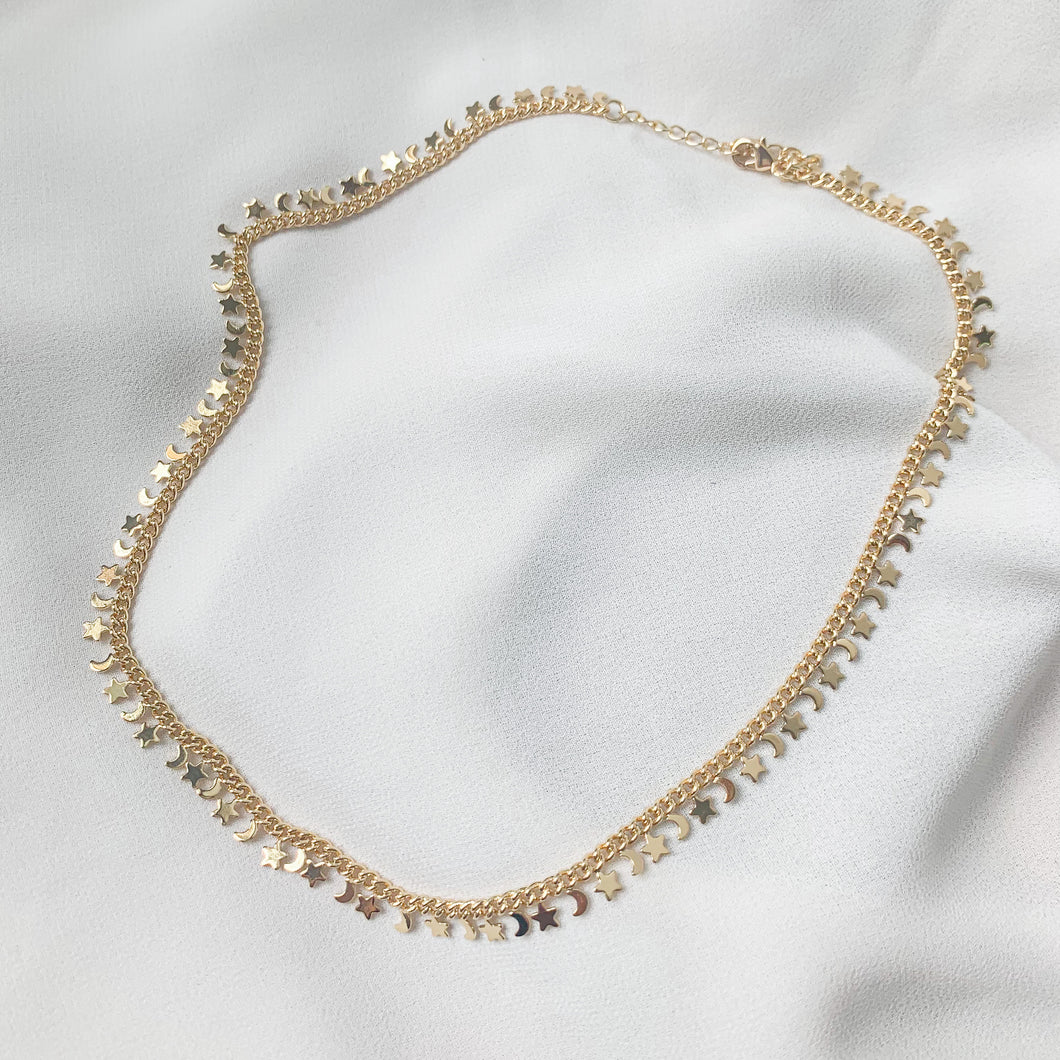 Gold Filled Star and Moon Chain Necklace