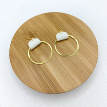 Load image into Gallery viewer, White Leather and Gold Hoop Earrings
