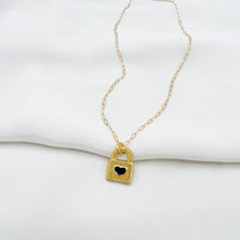 Load image into Gallery viewer, Black Heart Gold Filled Lock Necklace
